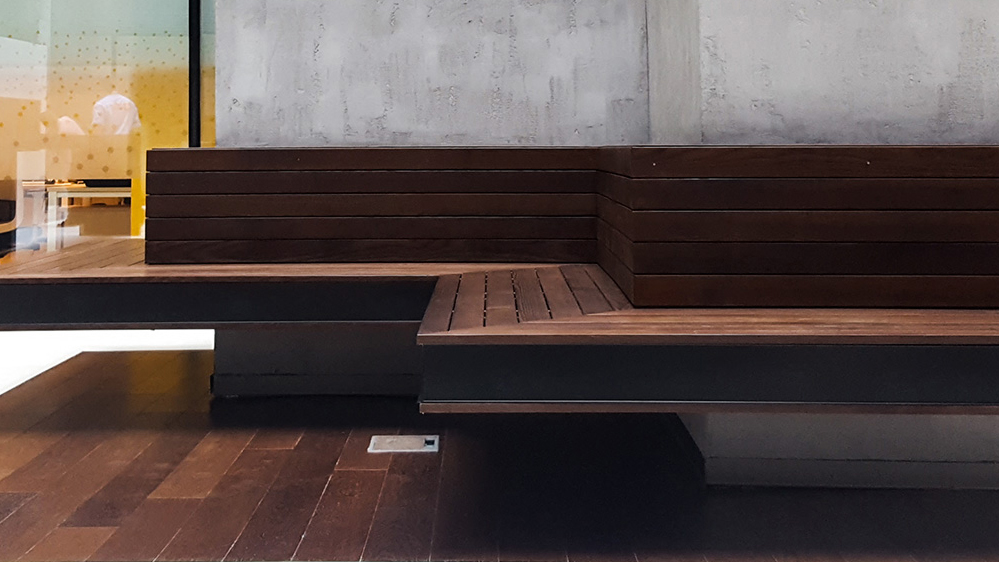 Wooden deck and pergola in a contemporary garden design